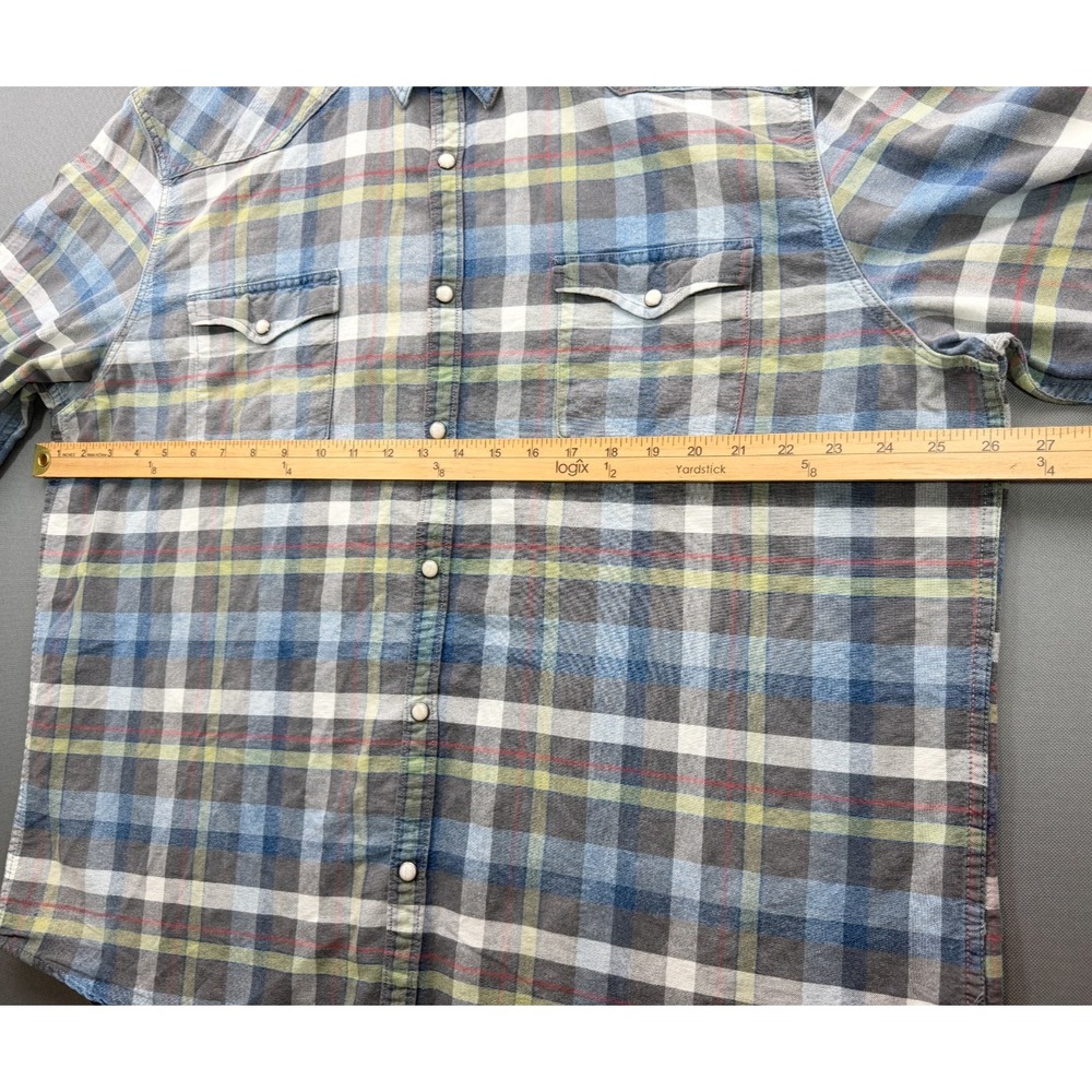 Lucky Brand Western Pearl Snap Shirt Blue Grey Plaid 7M44147 | Men's XXL - Picture 10 of 16